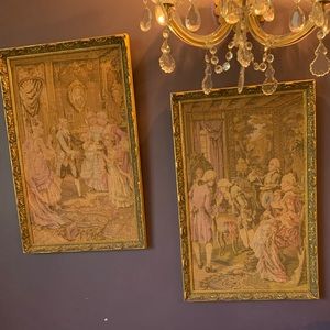 Antique French Tapestries Parlor Scenes13”x21”